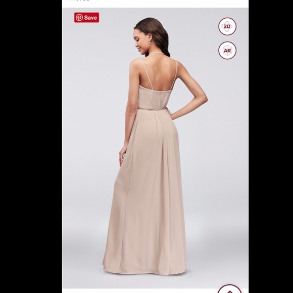 Double-Strap Long Georgette Bridesmaid Wrap Dress - Picture 2 of 3